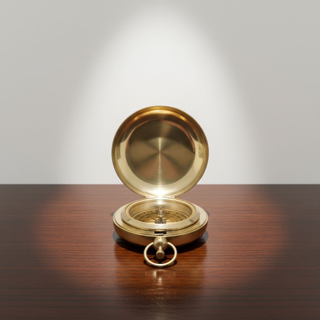 Brass Compass, Engraved Working Brass Pocket Compass, Nautical Brass Compass Gift