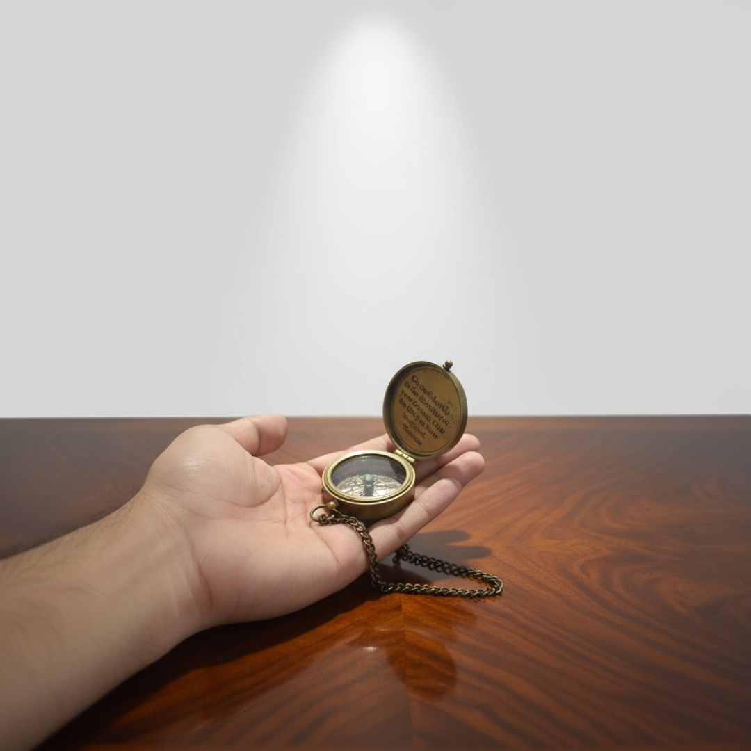 Personalized Brass Sundial Compass, Engraved Nautical Gift