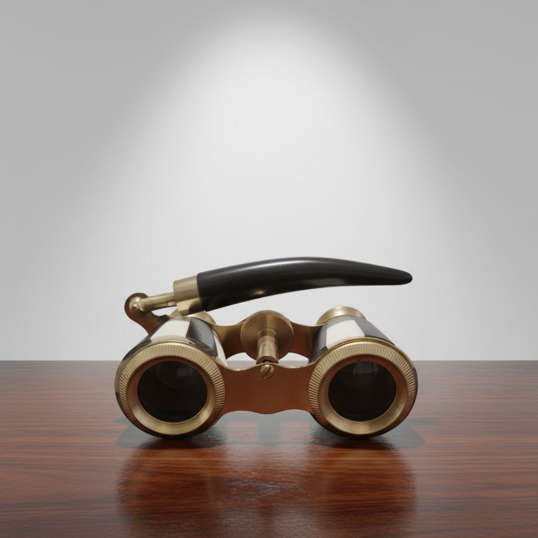 Brass Opera Glasses | Mother of Pearl Binoculars with Leather Case