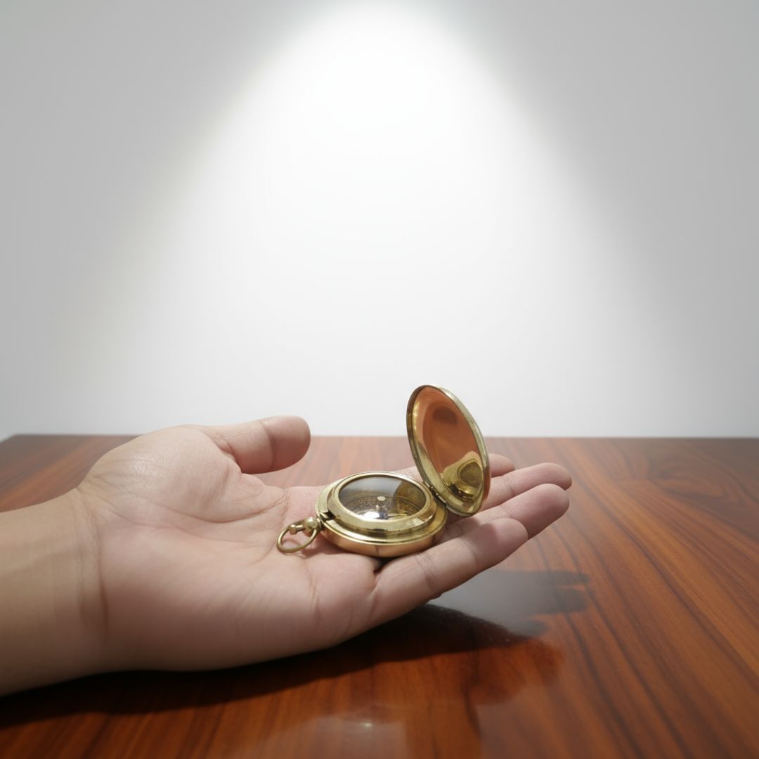 Brass Compass, Engraved Working Brass Pocket Compass, Nautical Brass Compass Gift