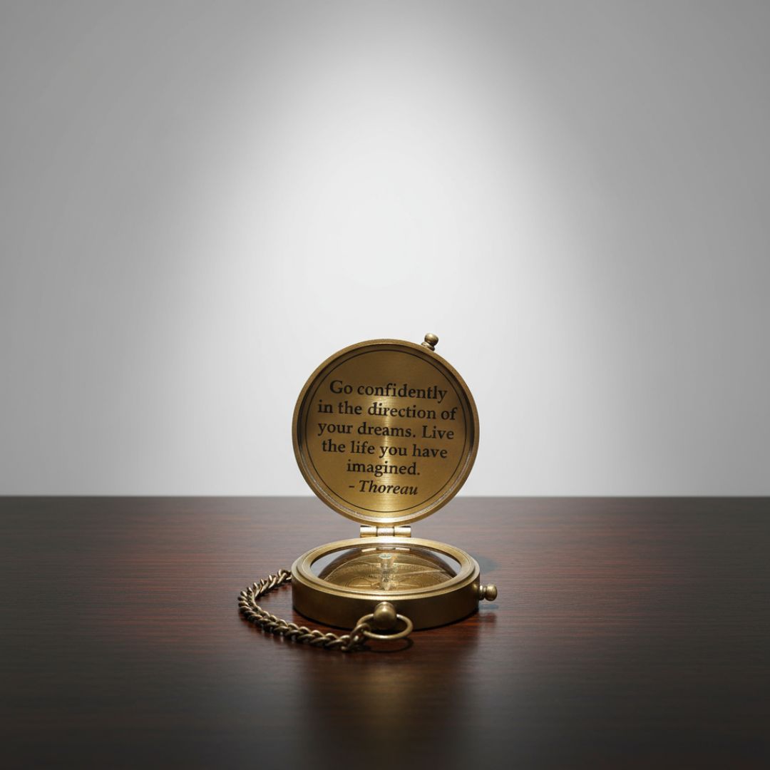 Personalized Brass Sundial Compass, Engraved Nautical Gift