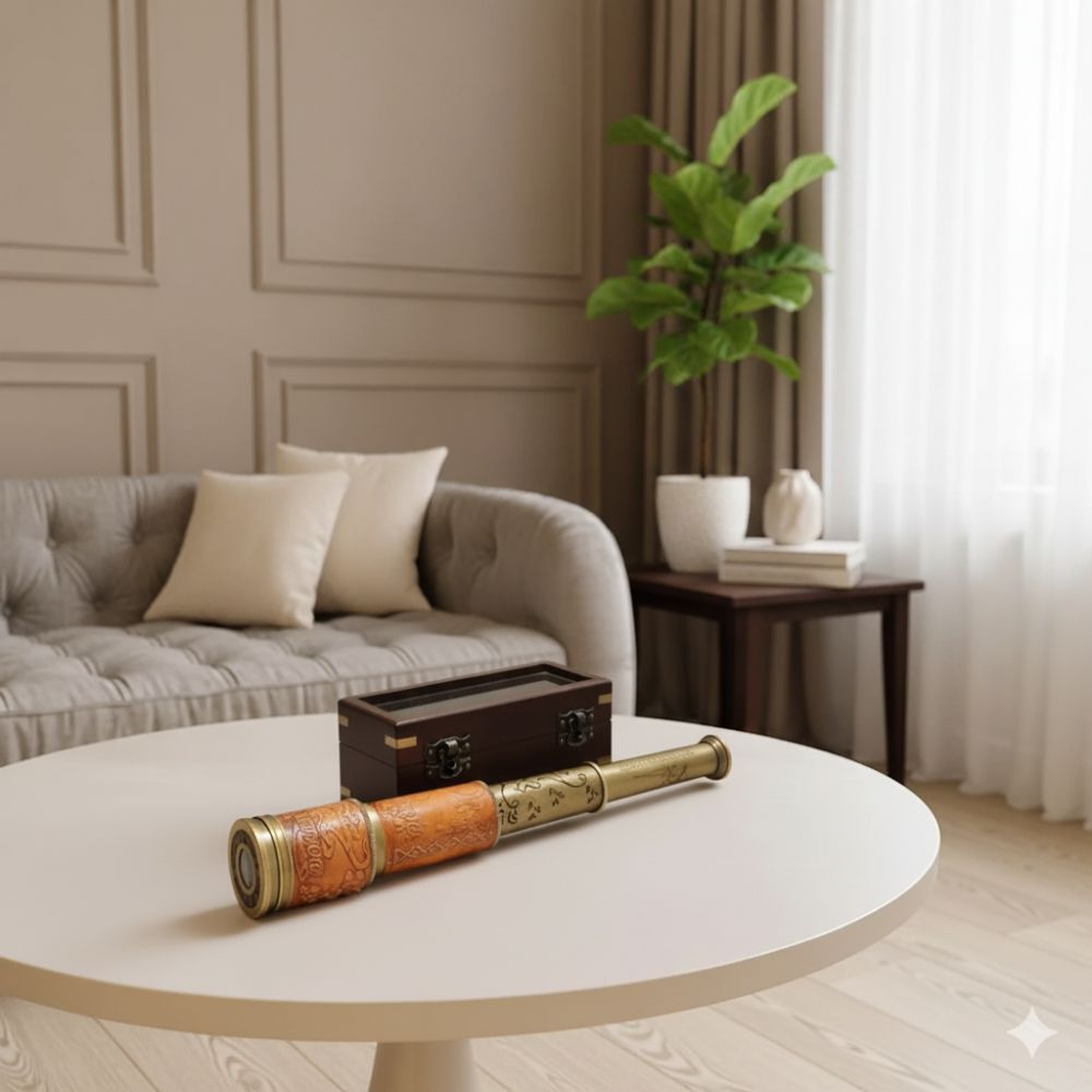 Personalized Dollond London Telescope in Wooden Box | Brass Telescope