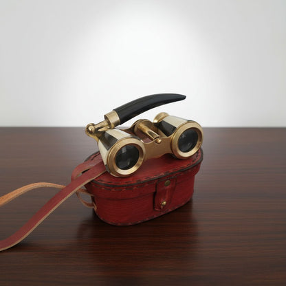 Brass Opera Glasses | Mother of Pearl Binoculars with Leather Case