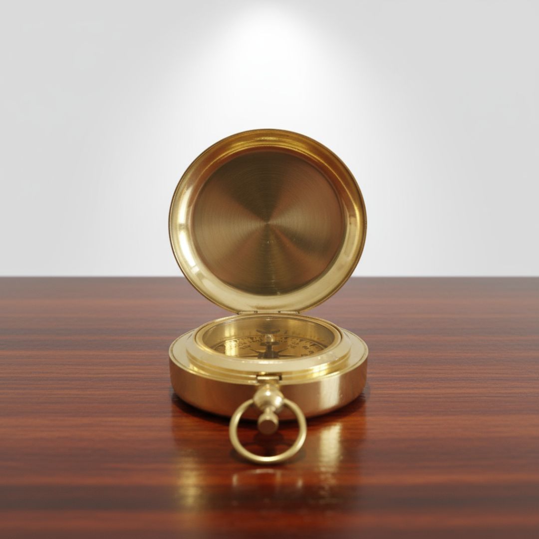 Brass Compass, Engraved Working Brass Pocket Compass, Nautical Brass Compass Gift