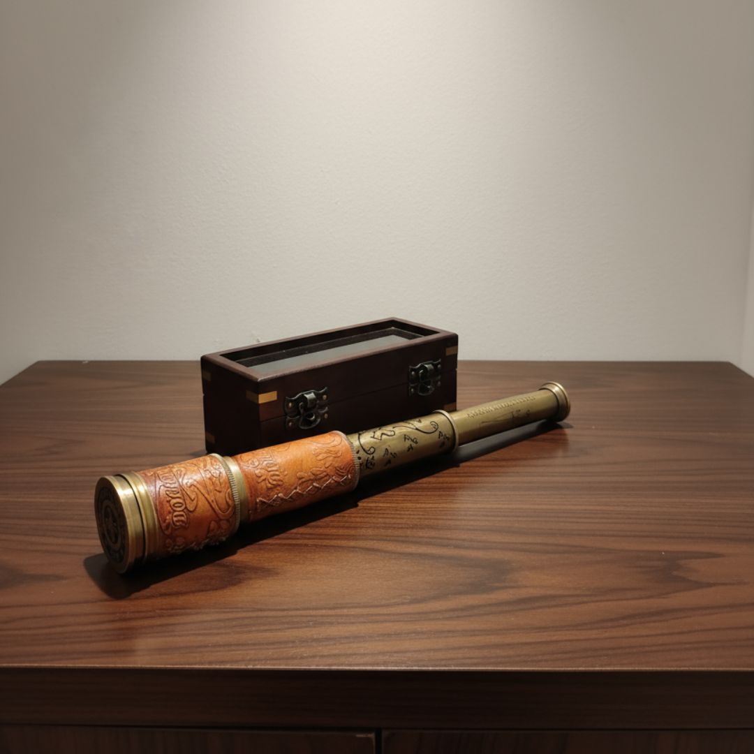 Personalized Dollond London Telescope in Wooden Box | Brass Telescope