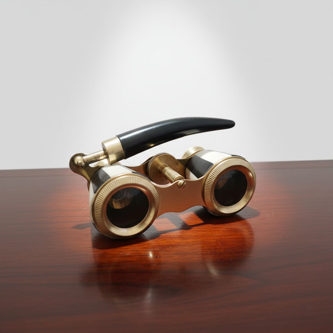 Brass Opera Glasses | Mother of Pearl Binoculars with Leather Case