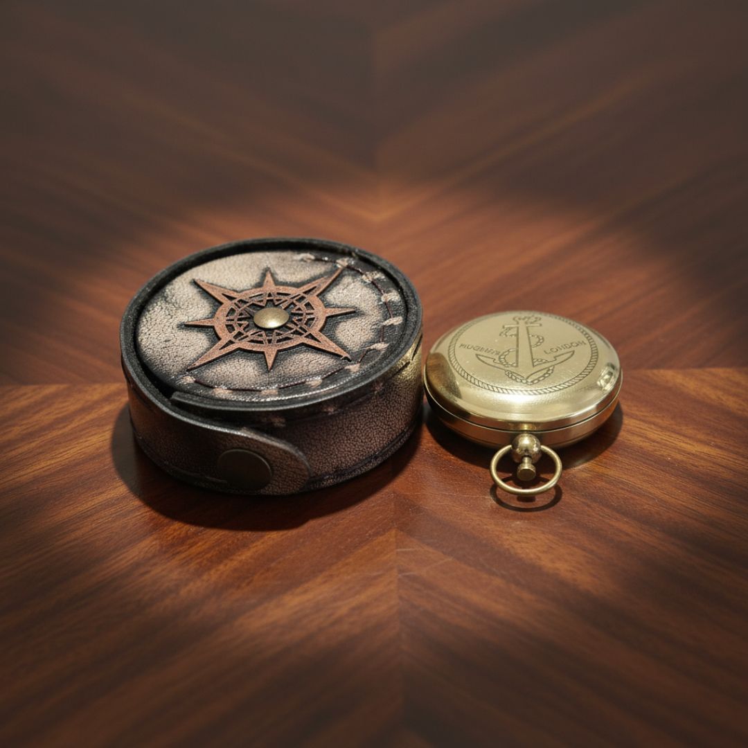 Brass Compass, Engraved Working Brass Pocket Compass, Nautical Brass Compass Gift