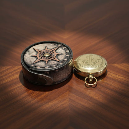 Brass Compass, Engraved Working Brass Pocket Compass, Nautical Brass Compass Gift