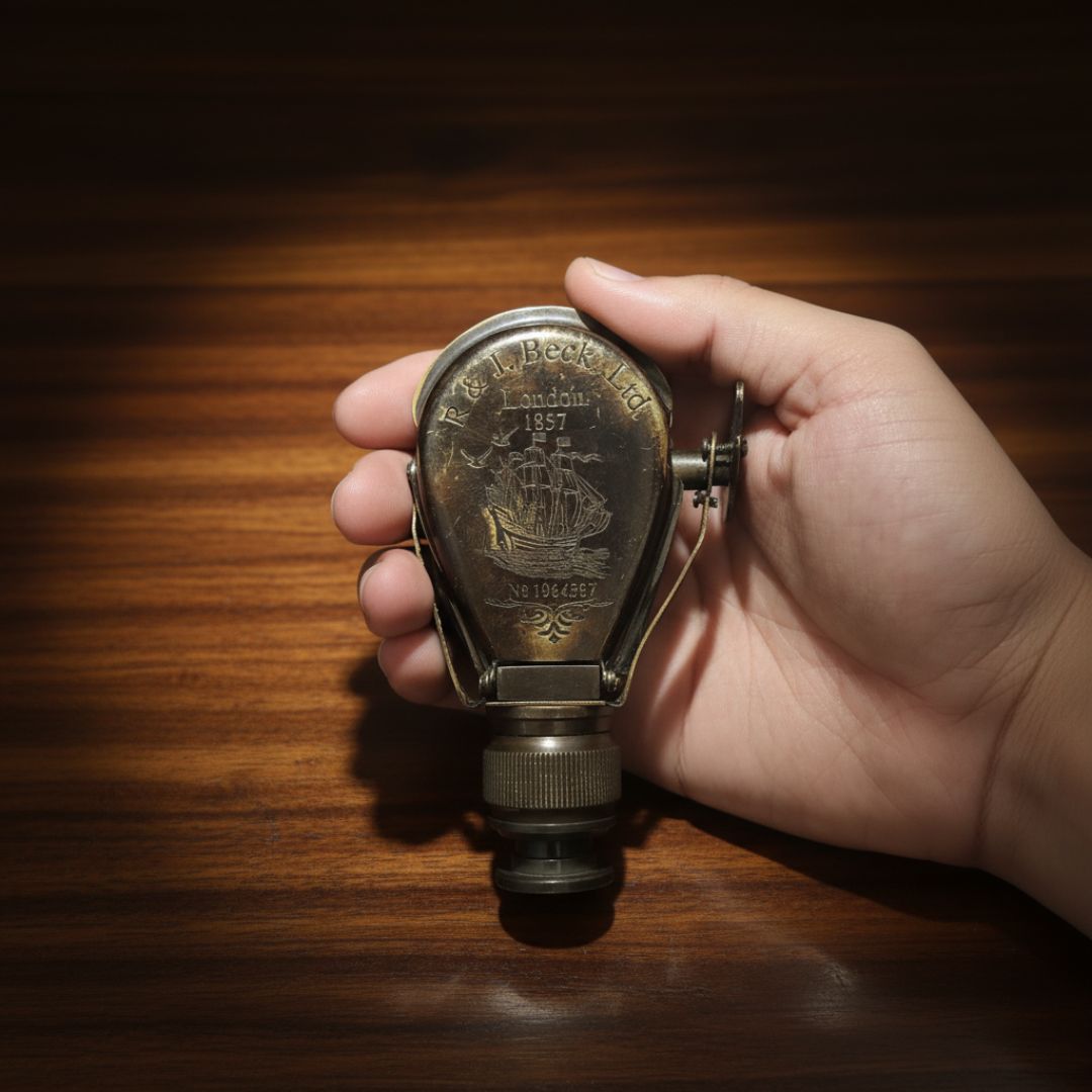 Antique Brass Monocular Telescope Collectible R & J Beck Nautical Gift