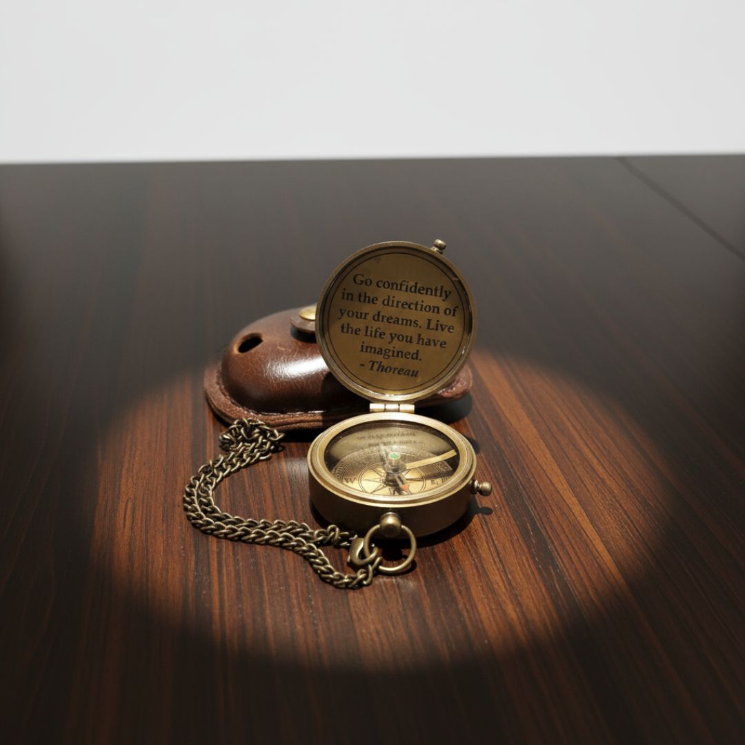 Personalized Brass Sundial Compass, Engraved Nautical Gift