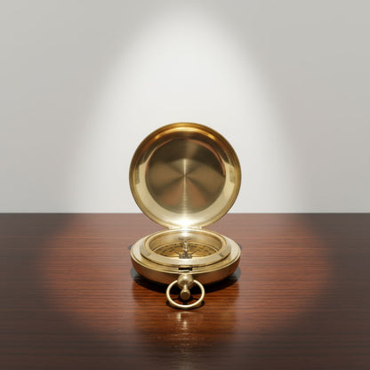 Brass Compass, Engraved Working Brass Pocket Compass, Nautical Brass Compass Gift