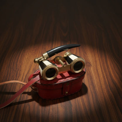 Brass Opera Glasses | Mother of Pearl Binoculars with Leather Case