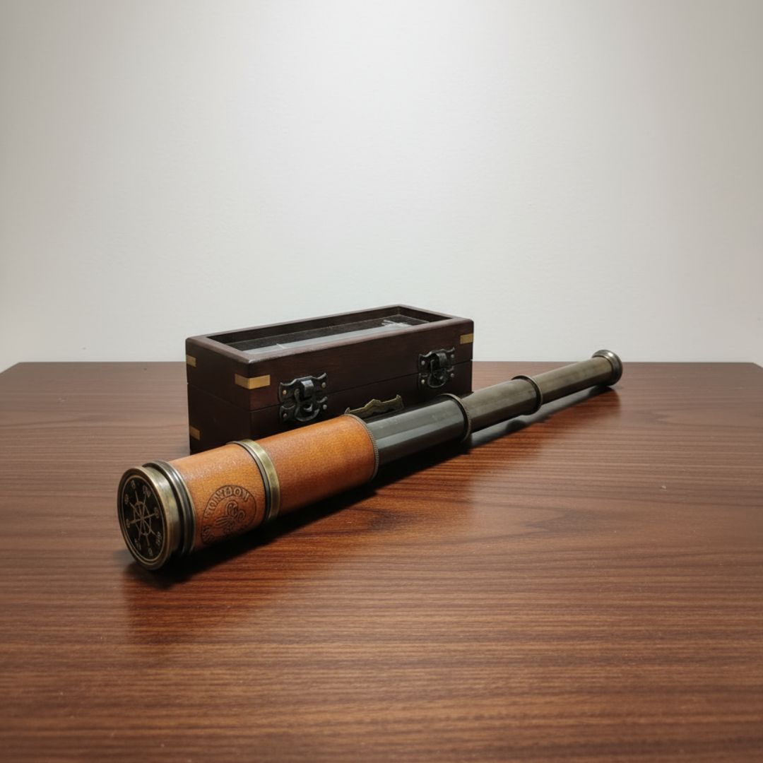 Personalized Dollond London Telescope in Wooden Box | Brass Telescope