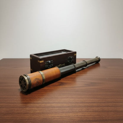 Personalized Dollond London Telescope in Wooden Box | Brass Telescope
